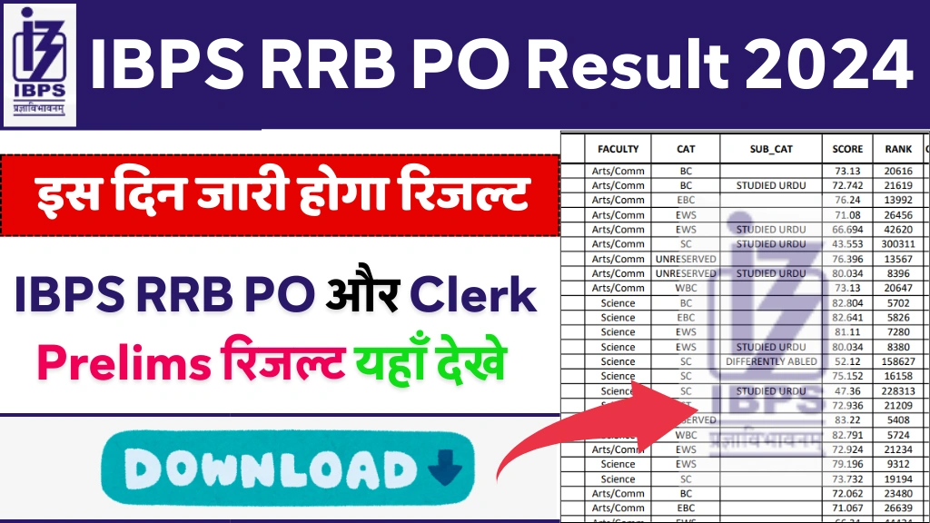 IBPS RRB PO Result 2024 आरआरबी पीओ, क्लर्क रिजल्ट यहाँ से डाउनलोड करे