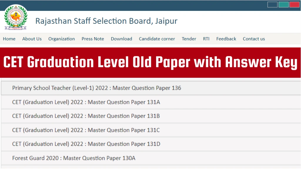 Rajasthan CET Graduation Level Question Paper PDF Download